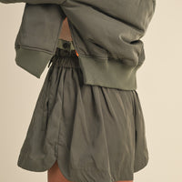 Puff Sleeve Bomber Jacket & Shorts Set