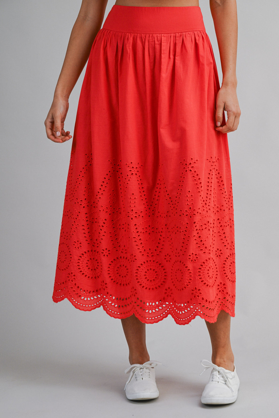 Eyelet Lace Crop Top & Midi Skirt Set