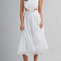 Eyelet Lace Crop Top & Midi Skirt Set