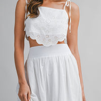Eyelet Lace Crop Top & Midi Skirt Set