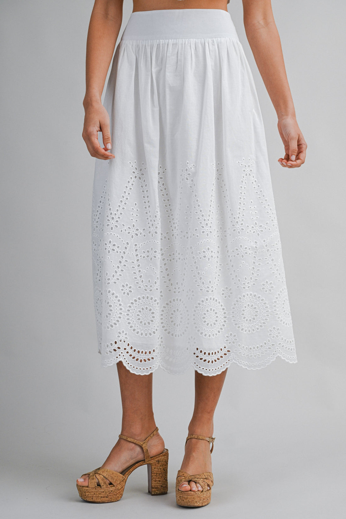 Eyelet Lace Crop Top & Midi Skirt Set