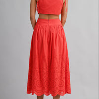 Eyelet Lace Crop Top & Midi Skirt Set