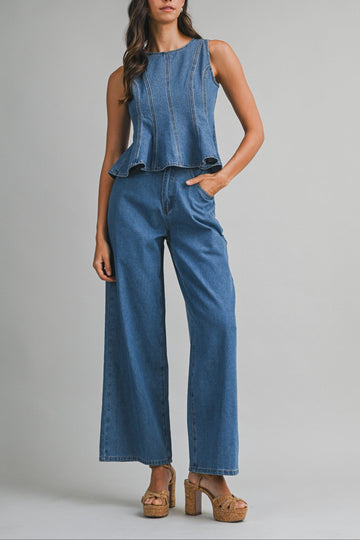 Denim Peplum Set – Effortlessly Chic & Modern