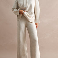 Cozy Oversized Knit Hoodie & Wide Leg Pants Matching Set