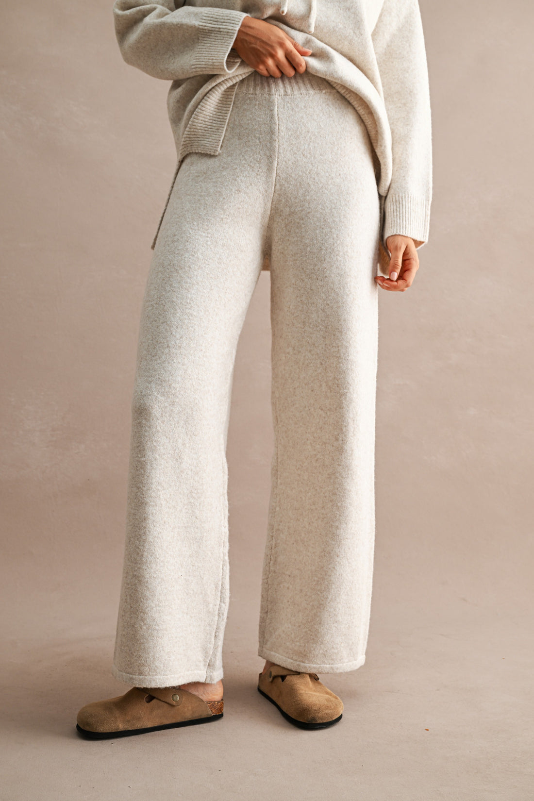 Cozy Oversized Knit Hoodie & Wide Leg Pants Matching Set