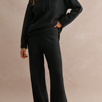 Cozy Oversized Knit Hoodie & Wide Leg Pants Matching Set