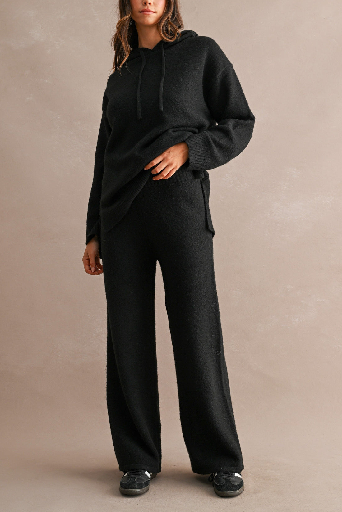 Cozy Oversized Knit Hoodie & Wide Leg Pants Matching Set