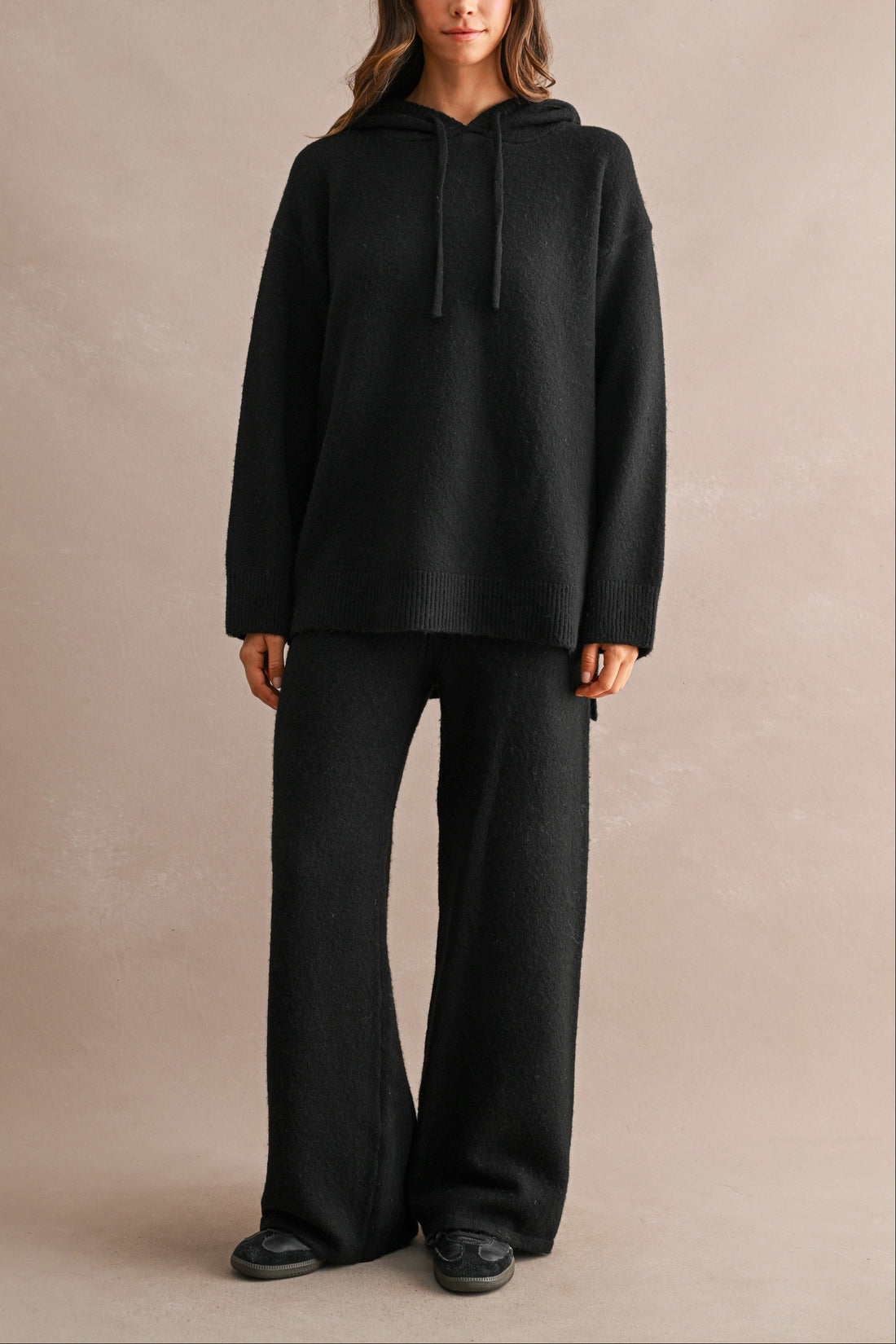 Cozy Oversized Knit Hoodie & Wide Leg Pants Matching Set