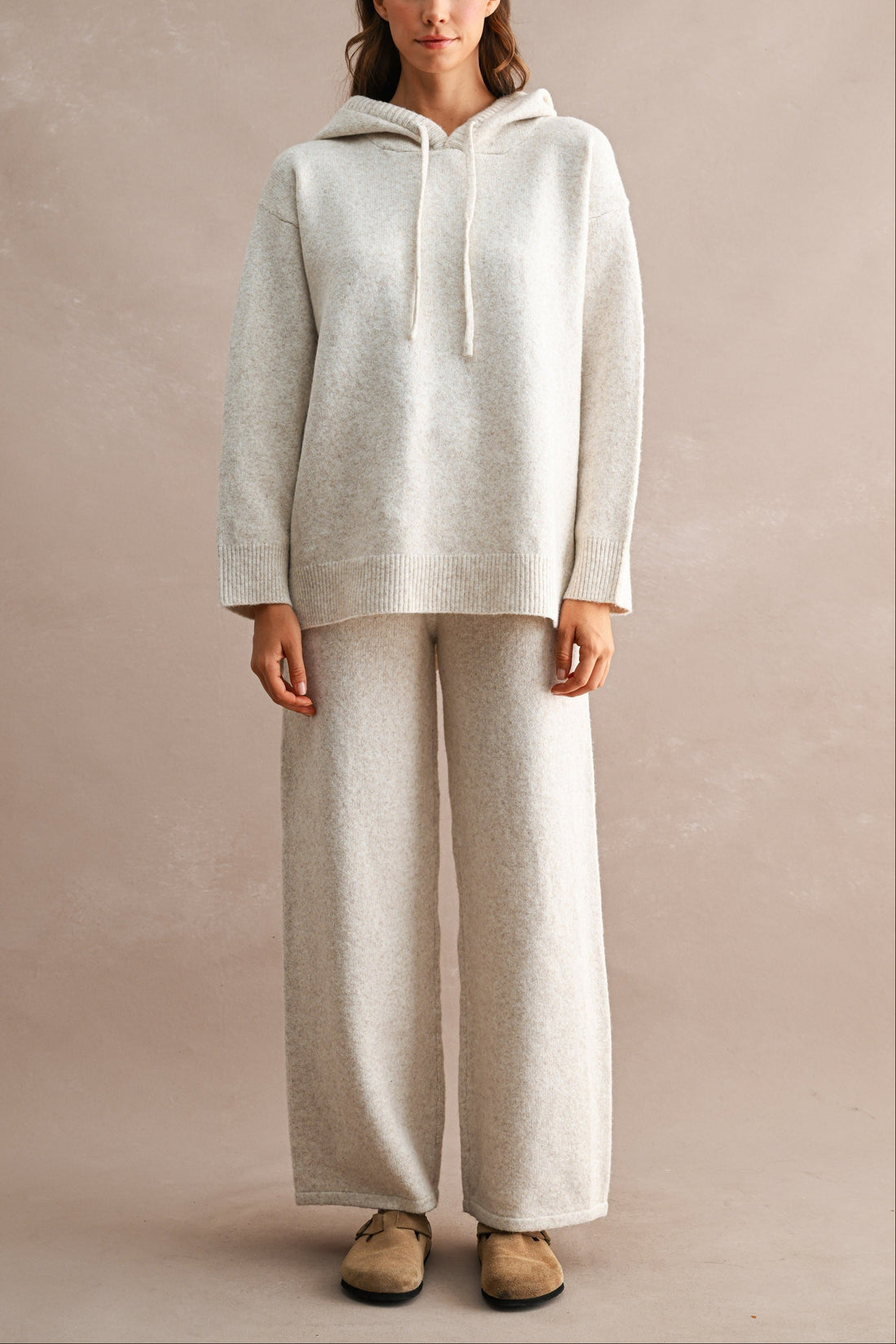 Cozy Oversized Knit Hoodie & Wide Leg Pants Matching Set