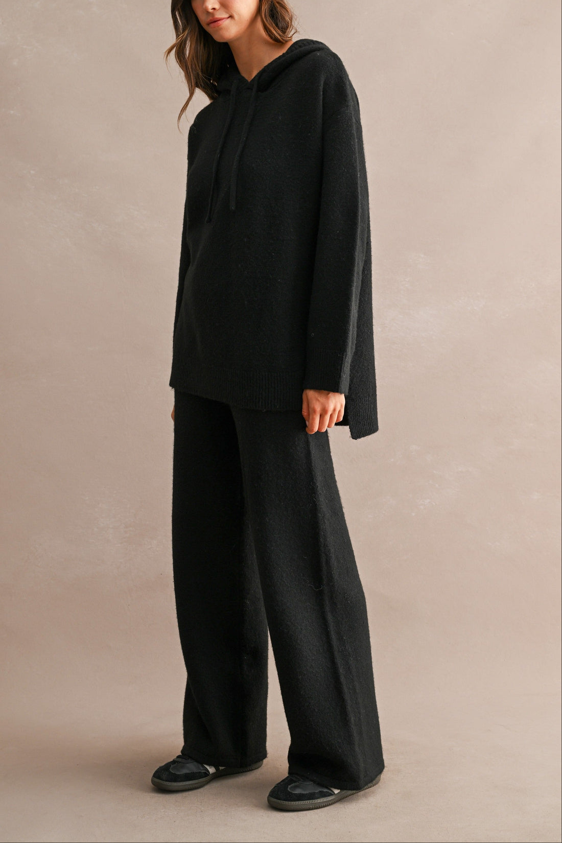 Cozy Oversized Knit Hoodie & Wide Leg Pants Matching Set