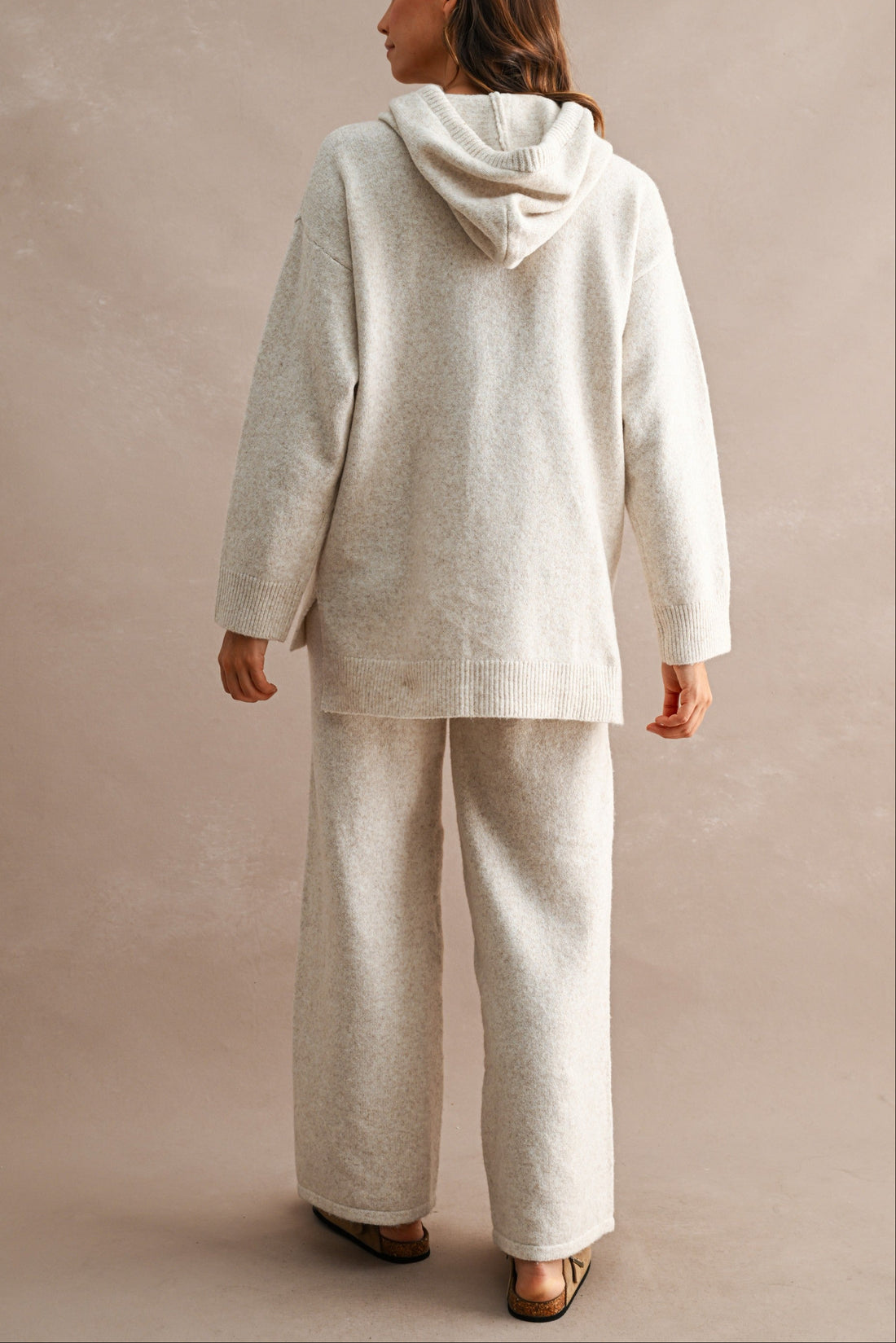 Cozy Oversized Knit Hoodie & Wide Leg Pants Matching Set