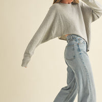 Lightweight Cropped Knit Sweater – Relaxed Fit Soft Pullover