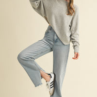 Lightweight Cropped Knit Sweater – Relaxed Fit Soft Pullover