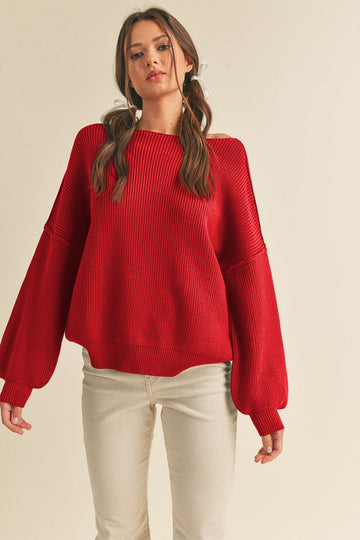 Boatneck Bubble Sleeve Sweater