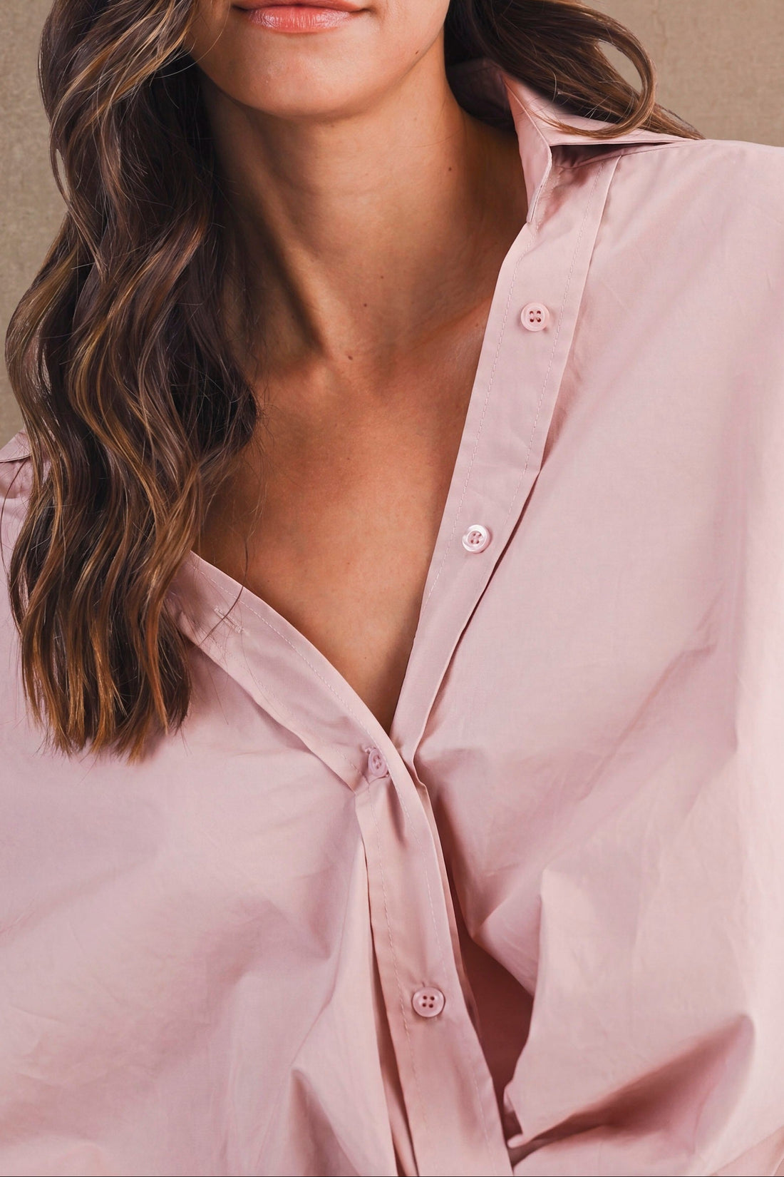 Oversized Twist Front Cotton Button-Down Shirt