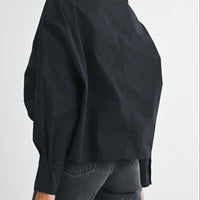 Oversized Twist Front Cotton Button-Down Shirt