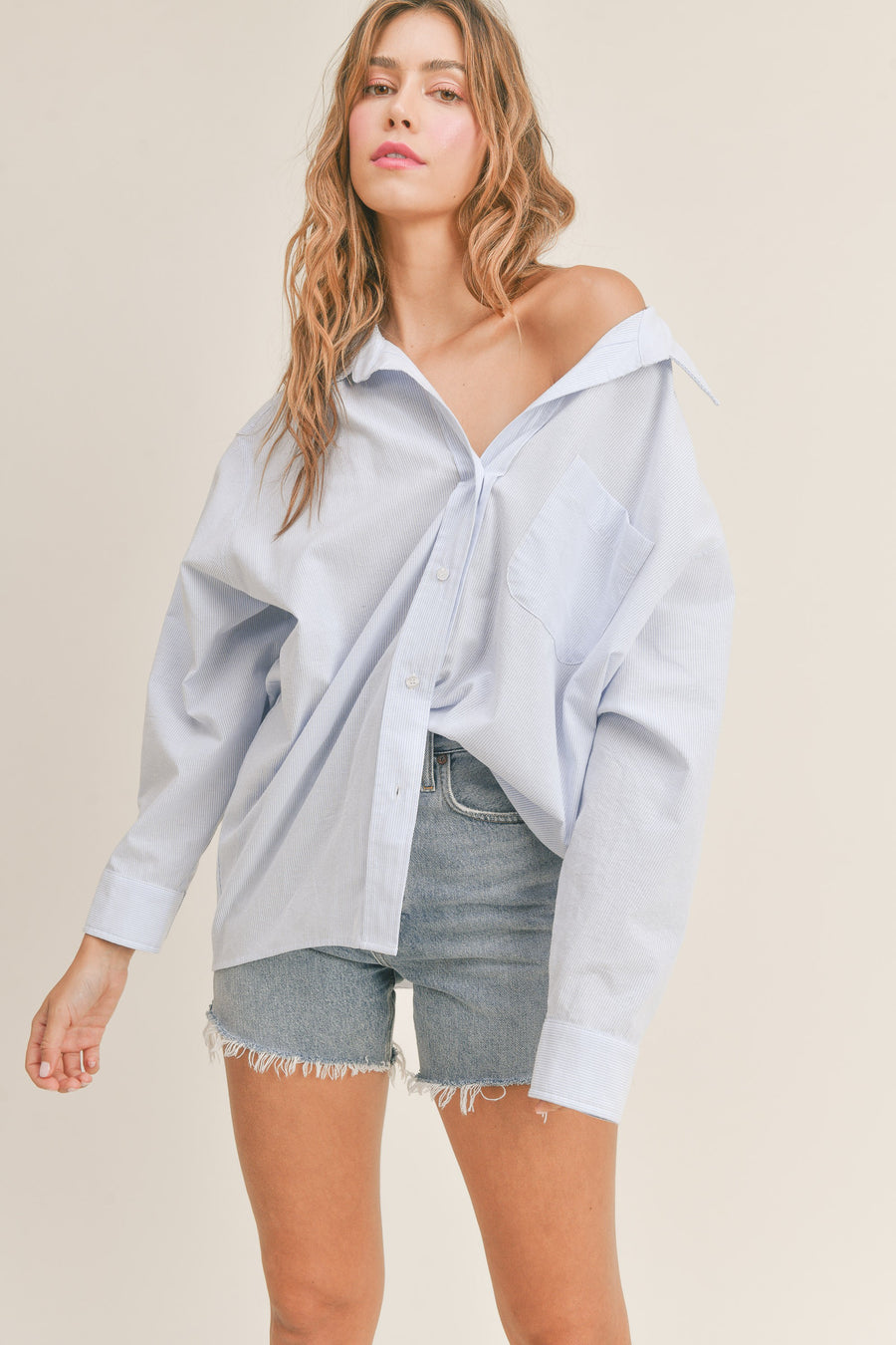 Oversized Stripe Button Down Shirt