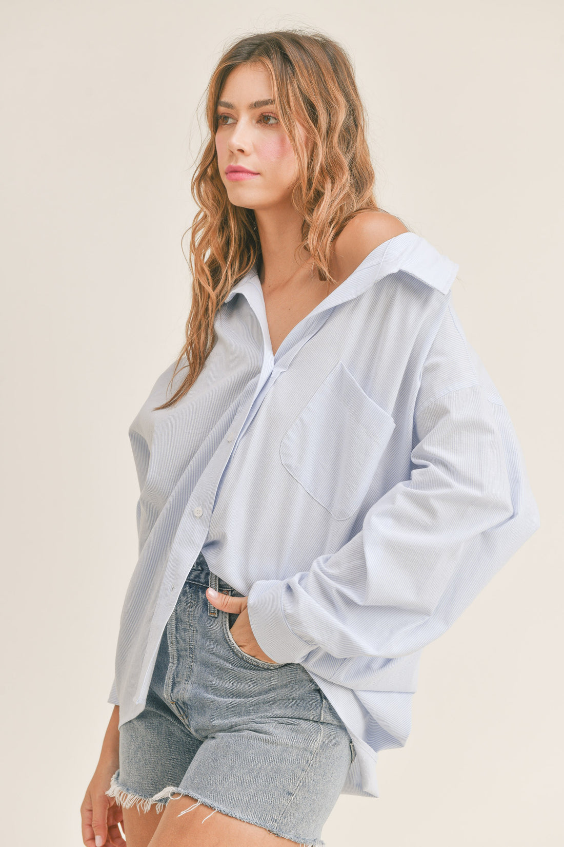 Oversized Stripe Button Down Shirt