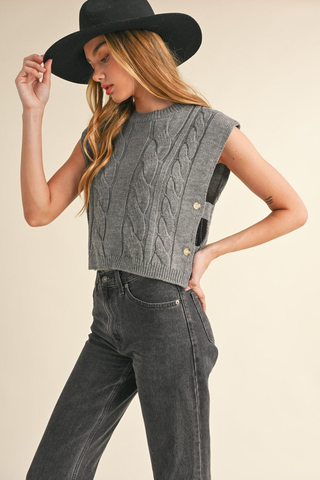 Cable Knit Open Side Vest