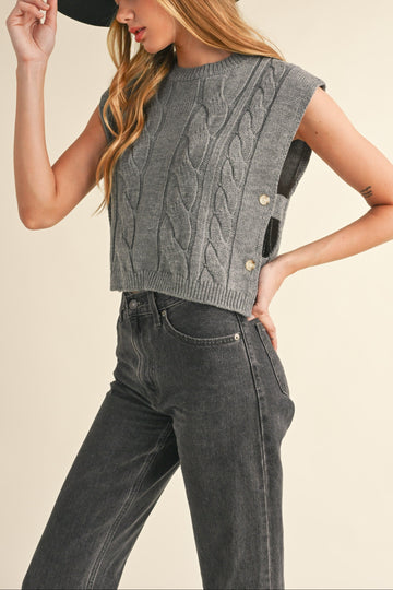 Cable Knit Open Side Vest