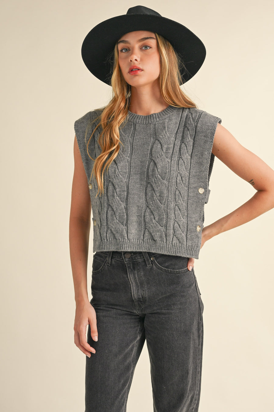 Cable Knit Open Side Vest