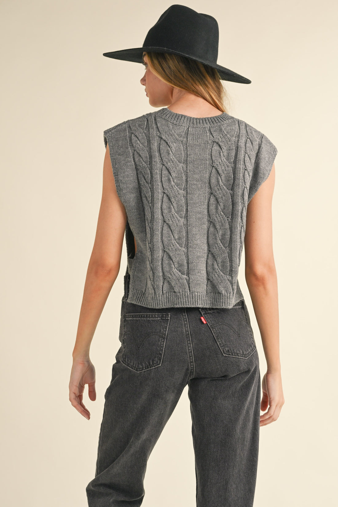 Cable Knit Open Side Vest