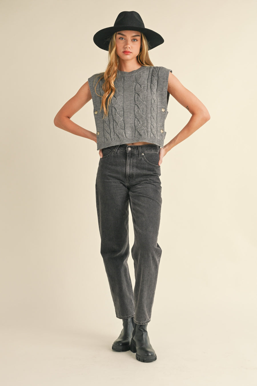 Cable Knit Open Side Vest