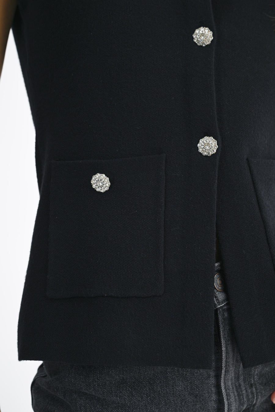 Jewel Button Down Sweater Vest