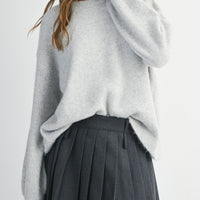 Back Bow Detail Open Slit Knit Pullover Sweater