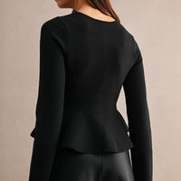 Jewel Bow Peplum Knit Top