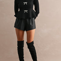 Jewel Bow Peplum Knit Top