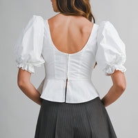 Romantic Puff Sleeve Peplum Top