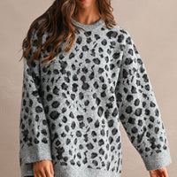 Oversized Leopard Print Soft Knit Sweater
