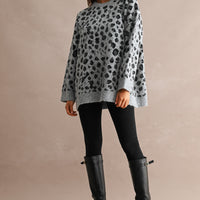 Oversized Leopard Print Soft Knit Sweater