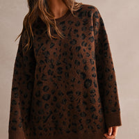 Oversized Leopard Print Soft Knit Sweater