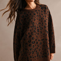 Oversized Leopard Print Soft Knit Sweater