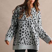 Oversized Leopard Print Soft Knit Sweater