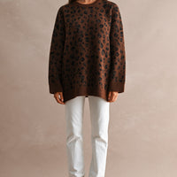Oversized Leopard Print Soft Knit Sweater