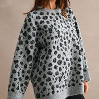 Oversized Leopard Print Soft Knit Sweater