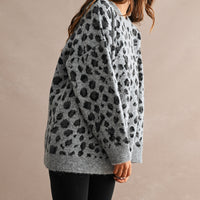 Oversized Leopard Print Soft Knit Sweater