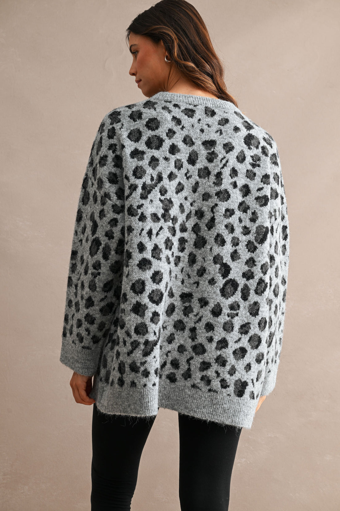 Oversized Leopard Print Soft Knit Sweater