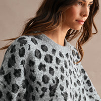 Oversized Leopard Print Soft Knit Sweater