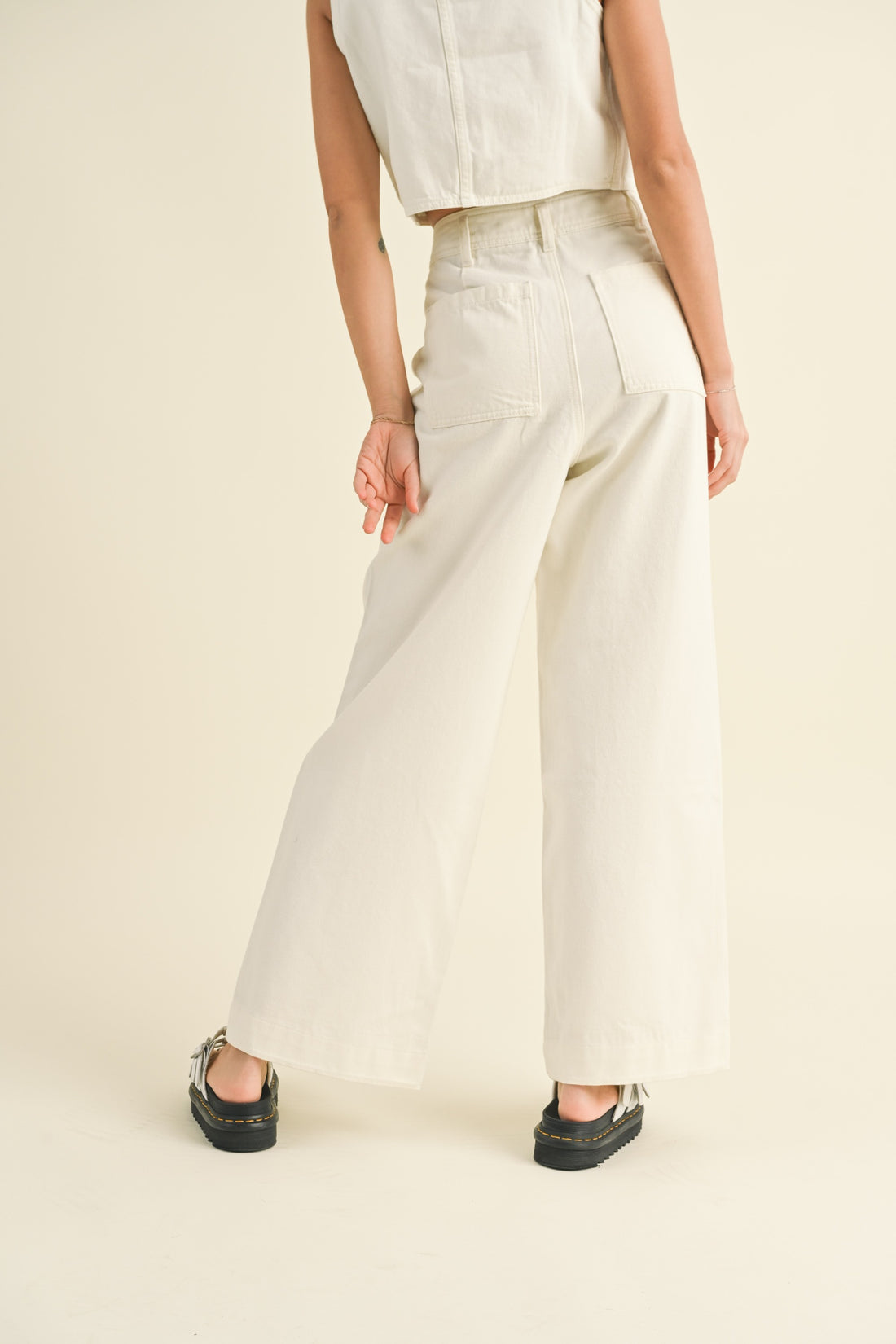 Washed Denim Wide Fit Pants