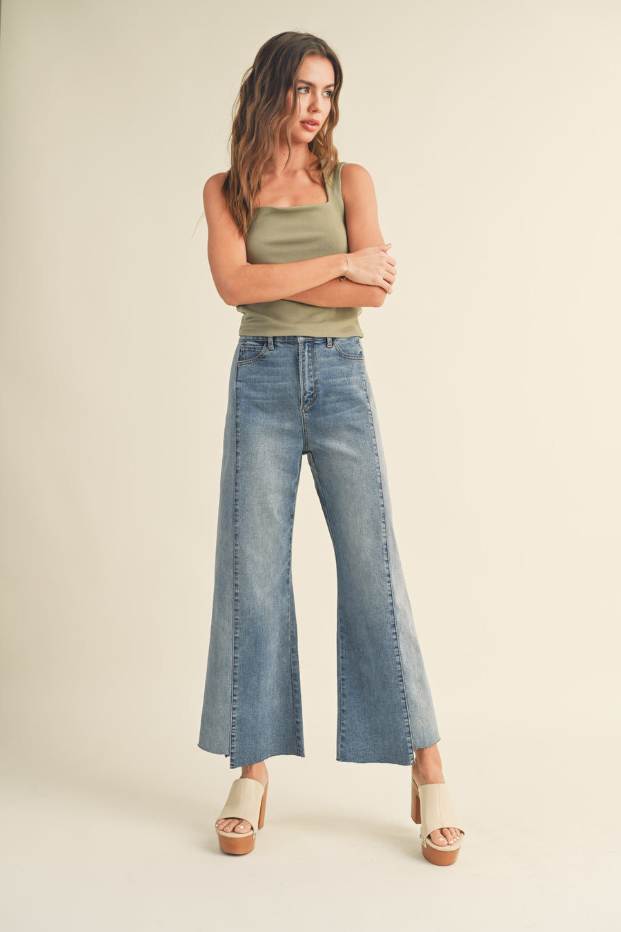 Color Block Denim Pants