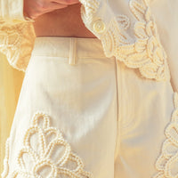 Floral Crochet Embellished Cotton Shorts