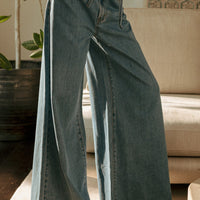 Wide Leg Drawstring Denim Pants