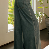 Wide Leg Drawstring Denim Pants