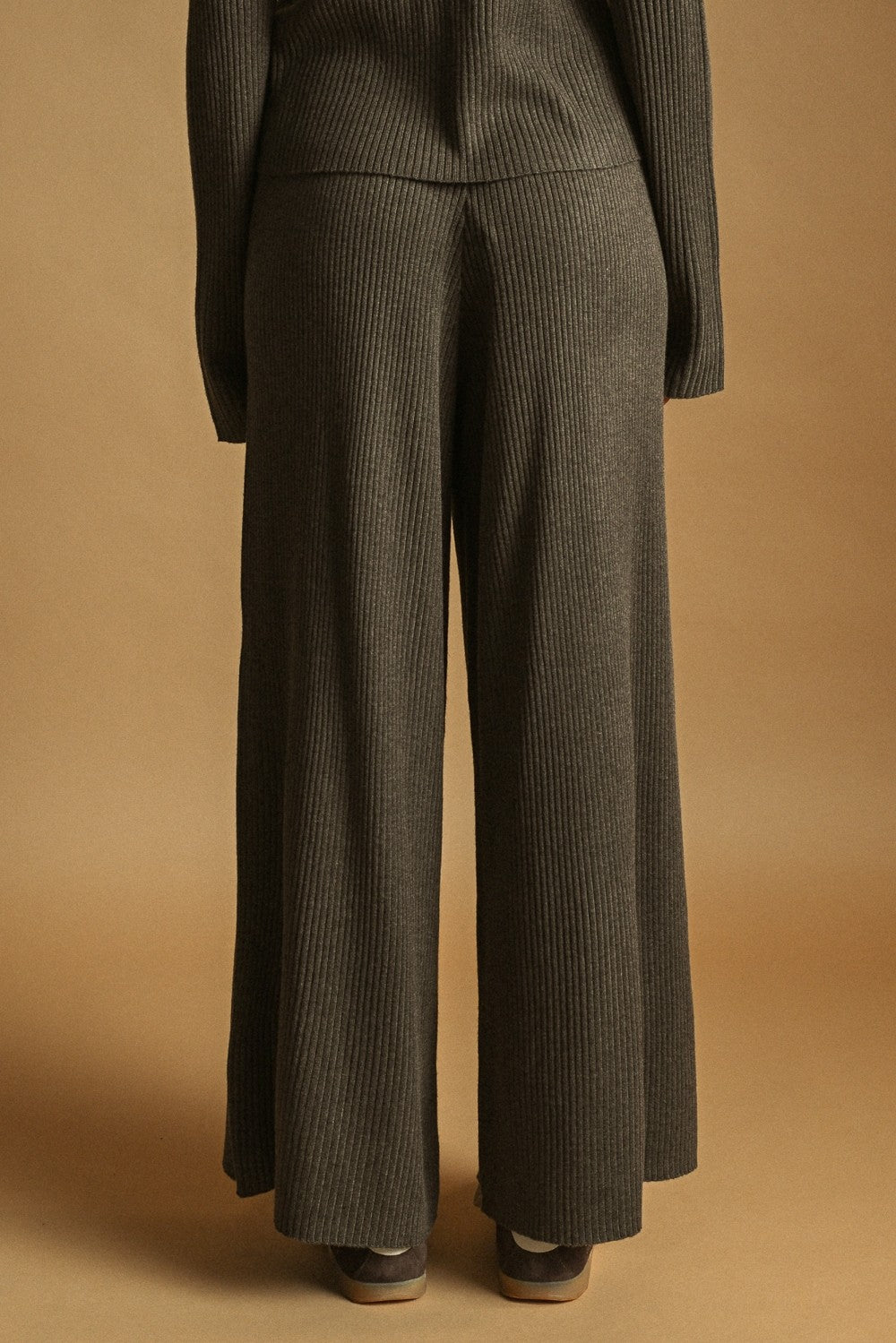 Ribbed Knit Wide Leg Drawstring Lounge Pants