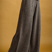 Charcoal High Waist Wide Leg Knit Pants
