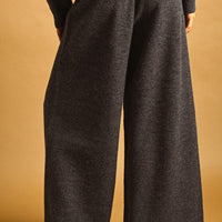 Charcoal High Waist Wide Leg Knit Pants
